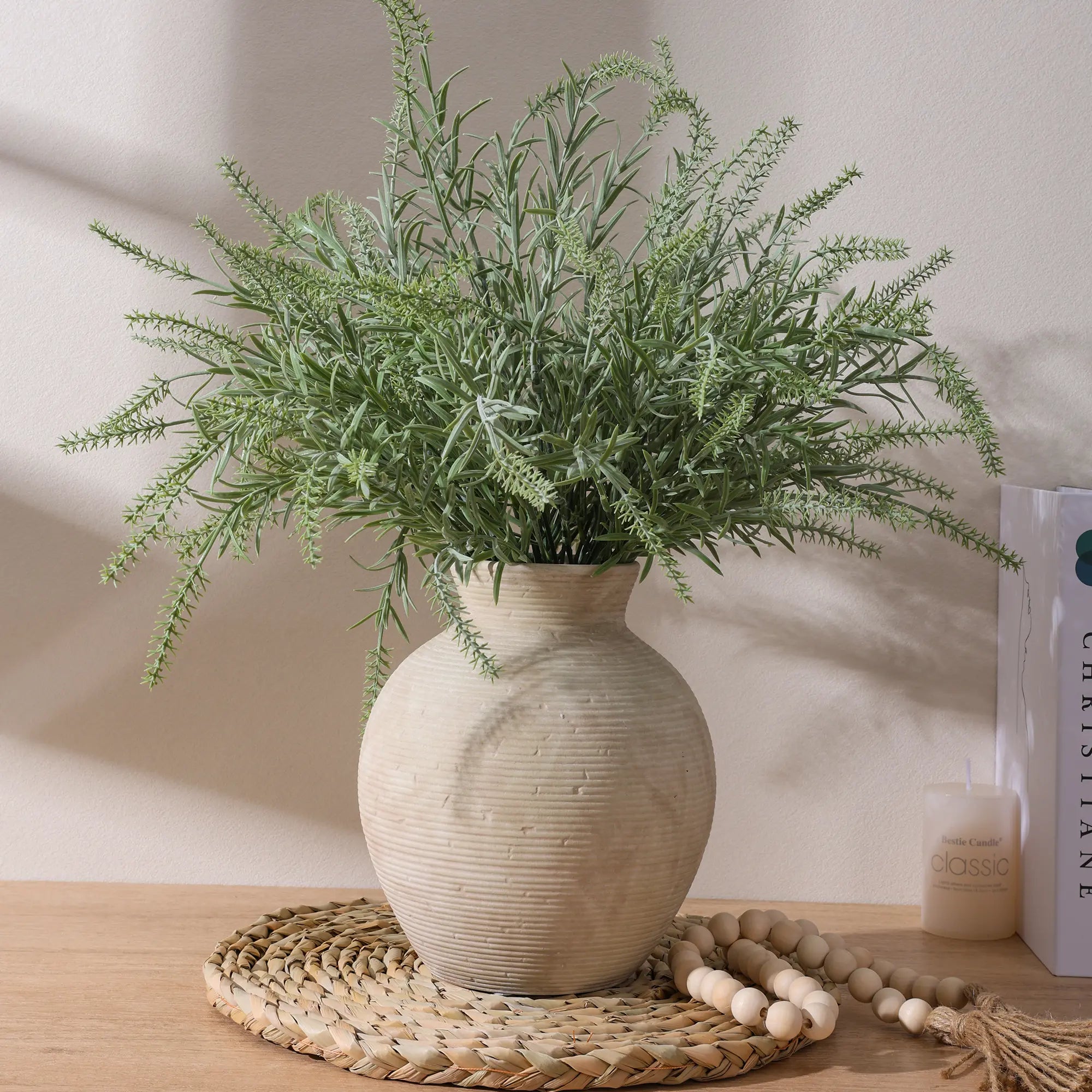 Ivydale Ceramic Flower Vase Home Decor, 7.4 in Farmhouse Table Vases Rustic Vintage Living Room Kitchen Bedroom Decoration Pottery Decorative Vases for Flowers House Shelf Office Desk Dining Entryway, Retro