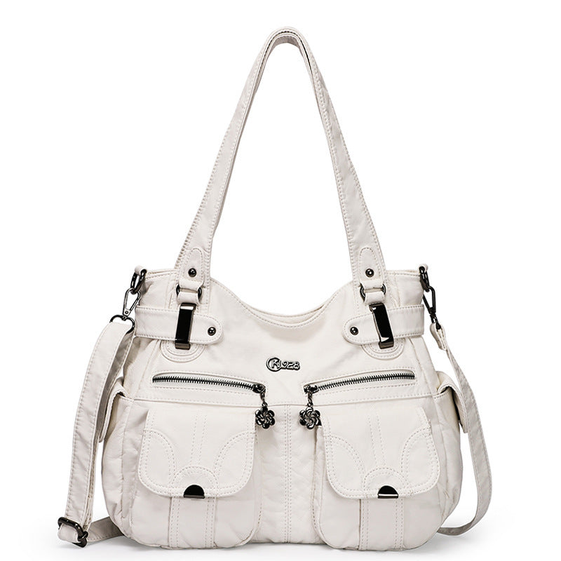 Fashion Ladies Soft Leather Portable Messenger Bag Crossbody Bags for Women Zipper Pocket Soft Casual Tote