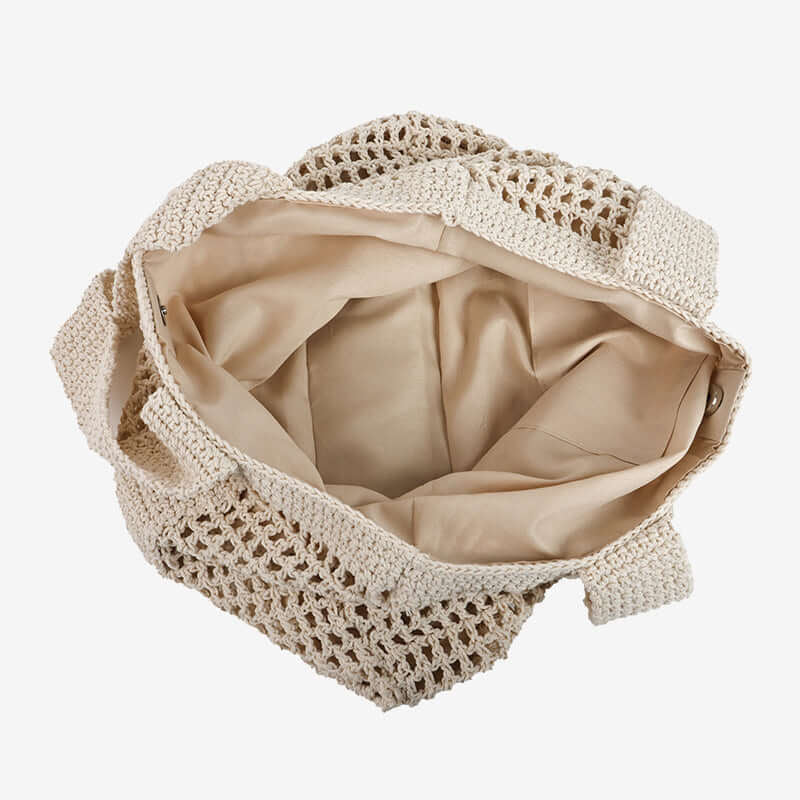 Hollow Cutout Straw Beach Bag Casual Large Cotton Thread Woven Bag