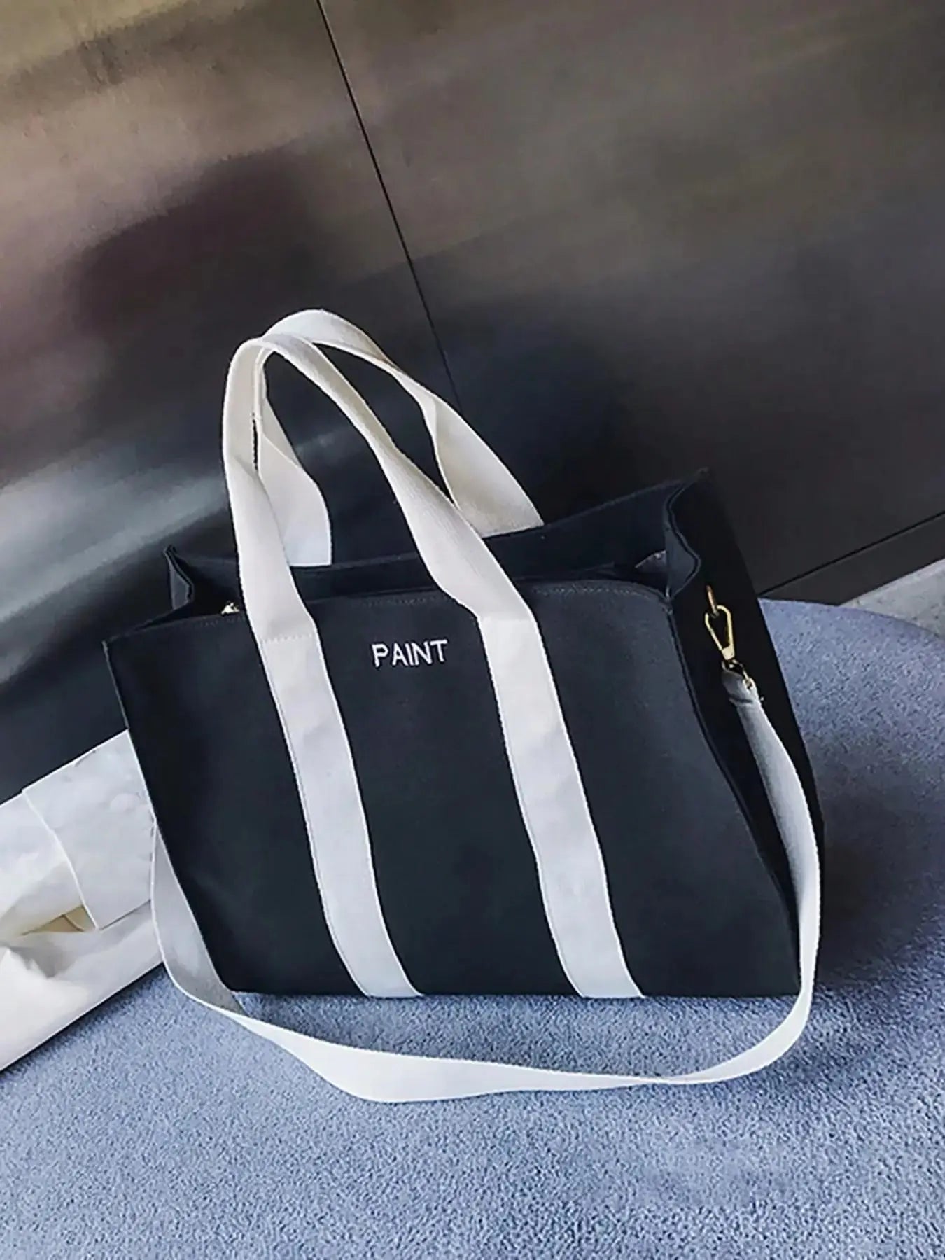 2024 Women'S Solid Color Canvas Tote Bag for School with Removable Bottom Compartment, Large Capacity Oversize Trendy Shoulder Bag for College