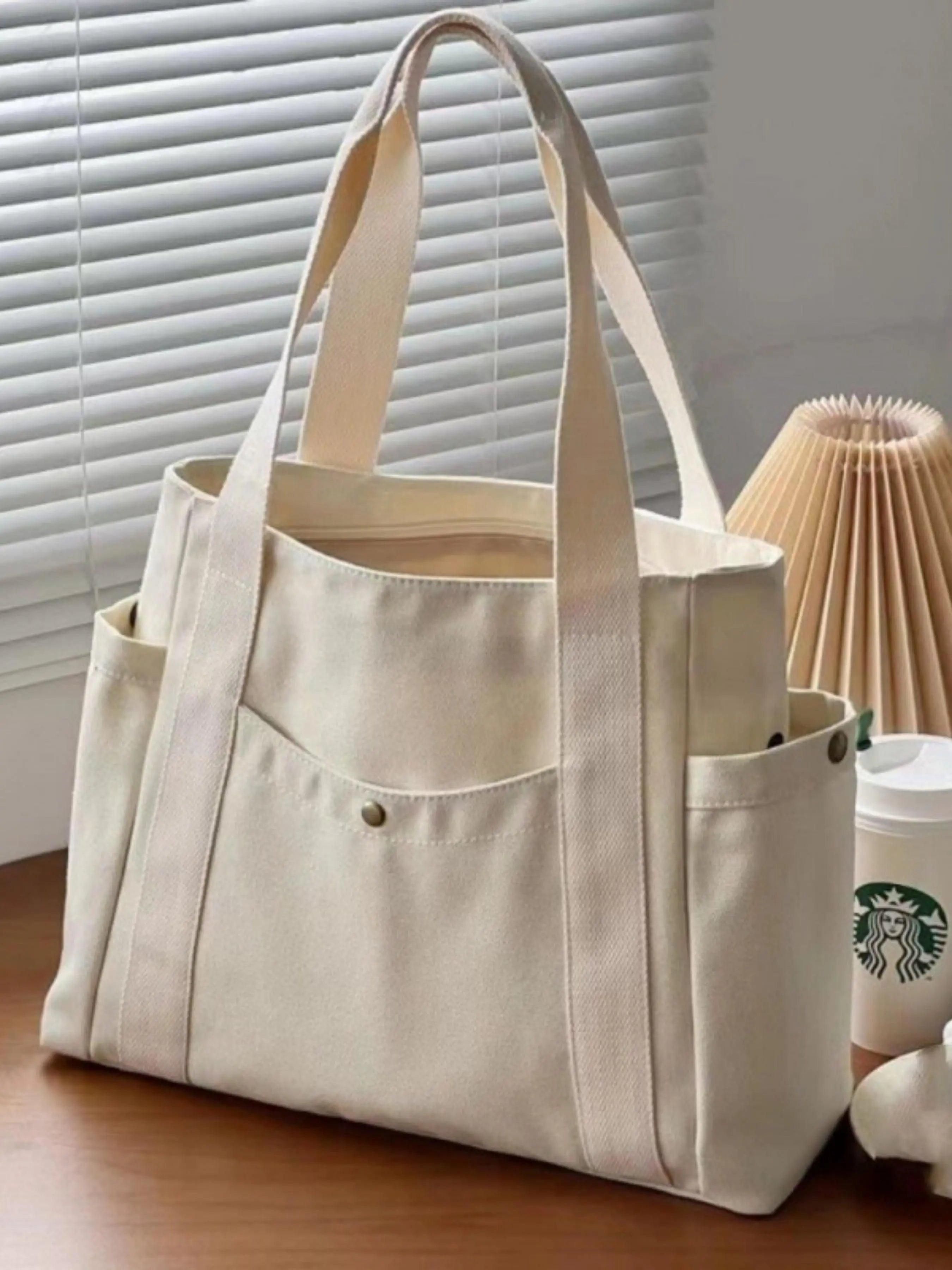 Women'S Solid Color Large Capacity Soft Commuter Tote Bag, Fashionable Shoulder Bag for Daily Used, Casual Trendy Versatile High-Quality Daily Commuting Bag, Lightweight Tote Bag