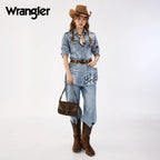 Wrangler Shoulder Bag for Women Leopard Hobo Purse Underarm Handbag with Buckle, Studs & Crossbody Strap