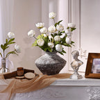 6-Piece Set of Imitation Silk Peony Flower Vase Decoration -4 Simulated Peony Branches with Stems DIY Bouquet Center Decoration, Wedding Filling Arrangement, Bathroom Decoration Table Ornaments