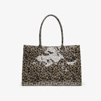 Leopard Print Jelly Tote Bag, Large Capacity Waterproof PVC Handbag – Solid Color Casual Shopping Bag for Everyday Use Summerwins,Summerwins