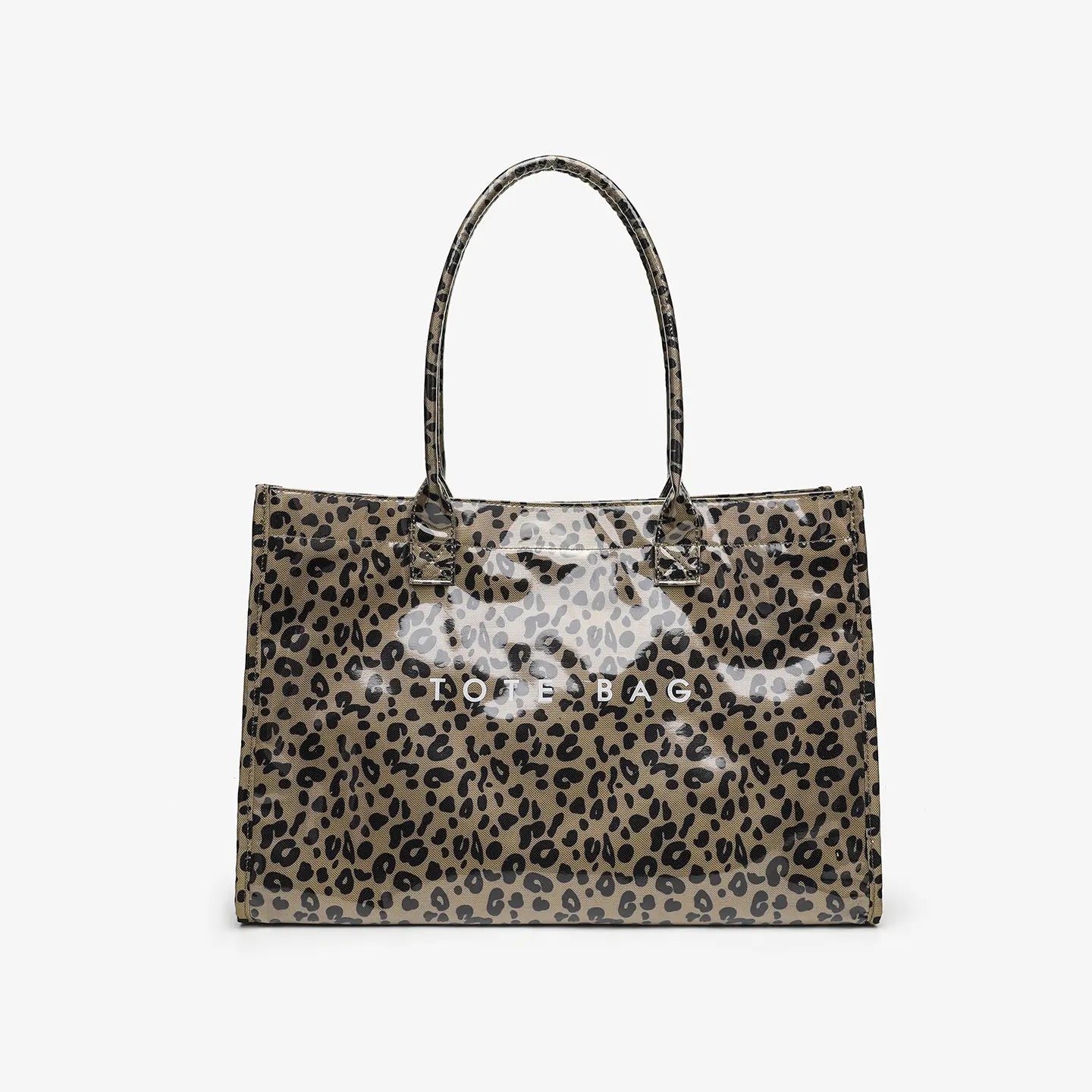 Leopard Print Jelly Tote Bag, Large Capacity Waterproof PVC Handbag – Solid Color Casual Shopping Bag for Everyday Use Summerwins,Summerwins