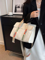 2024 Women'S Solid Color Canvas Tote Bag for School with Removable Bottom Compartment, Large Capacity Oversize Trendy Shoulder Bag for College