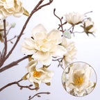 Ivydale 3PCS Artificial Magnolia Flowers Stems for Spring Decoration, Faux Champagne Magnolia Branches with Buds, 34.5" Long Stems Floral Arrangement for Vase Pot Table Centerpiece Indoor Decor