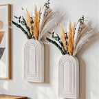 Ivydale 2 Pack Wooden Wall Vases with Fake Plants, Wall Hanging Planters Boho Modern Farmhouse Indoor for Narrow Spaces Entryway Bathroom Home Office Decoration, Brown