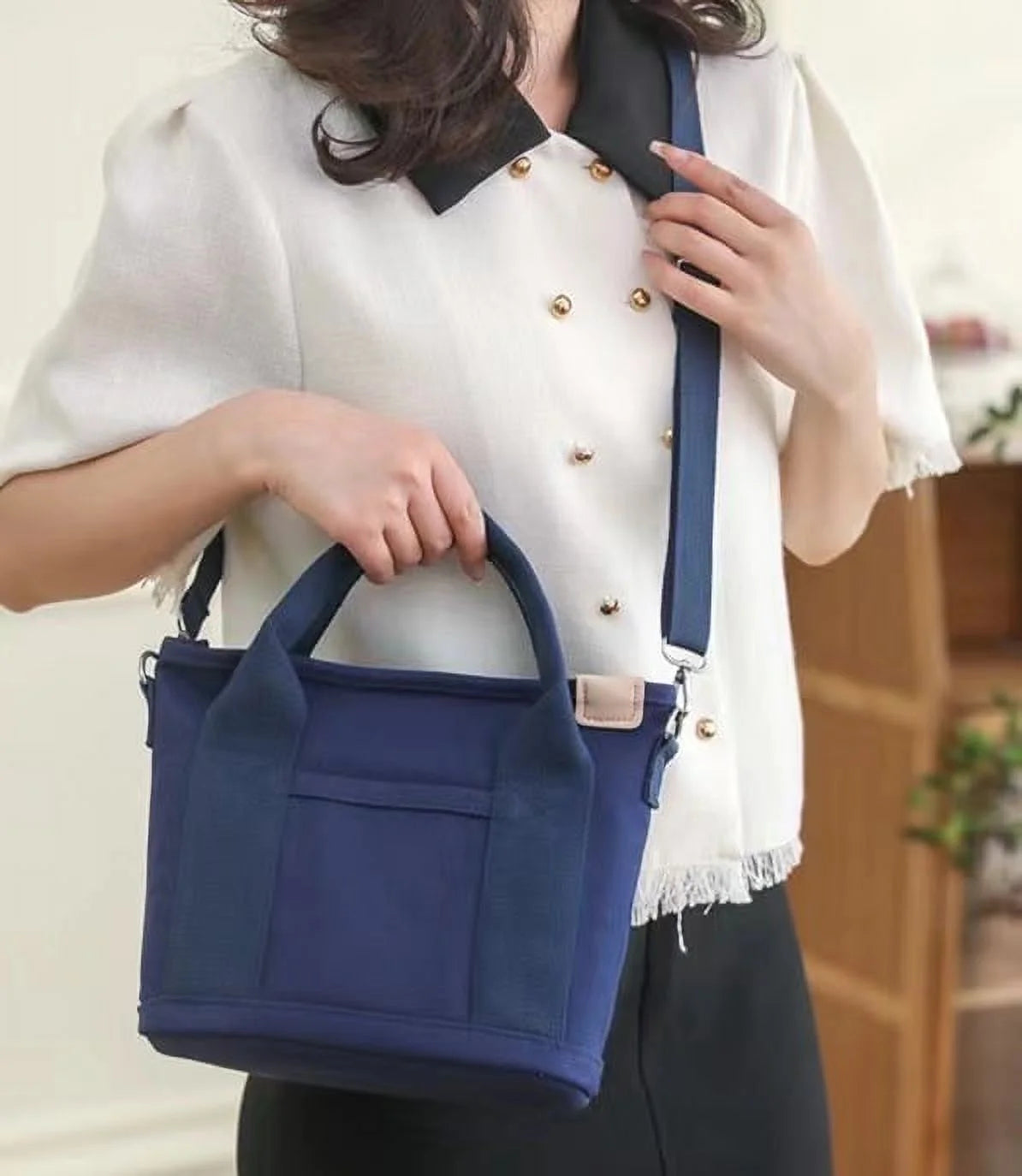 2023 New Large Capacity Multi-Pocket Handbag Women'S Canvas Tote Purses Crossbody Bag Vintage Tote Bags for School