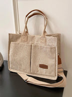 Summer Everything Tote Bag for Women, Plain/Cherry Pattern Work Bag, Everyday Shoulder Bag, Trendy Versatile Commuting Bag, Girl Large Beach Bags