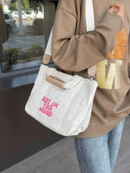 2024 Women'S Solid Color Canvas Tote Bag for School with Removable Bottom Compartment, Large Capacity Oversize Trendy Shoulder Bag for College