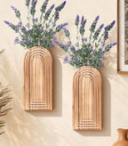 Ivydale Wooden Wall Vase Set of 2, Wall Hanging Planter Modern Farmhouse Wall Decor for Boho Wall Decor for Indoor Entryway Hallway Bathroom Living Room Dining Room