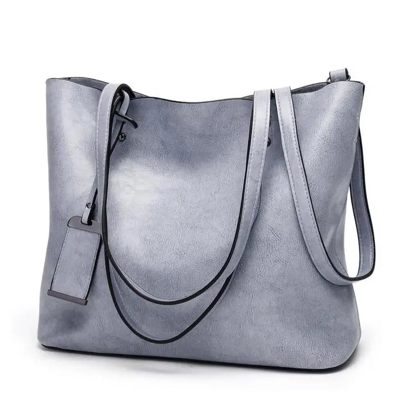 Waxing Leather Bucket Bag Simple Double Strap Handbag Shoulder Bags for Women 2024 All-Purpose Shopping Tote Sac Bolsa Feminina