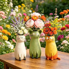 Exquisite and Quirky Little Cat Vase Home Desk Resin Decorative Piece Unique Design for Home Office Settings Lightweight Durable Material Whimsical Decor Swan Flower Arrangement White