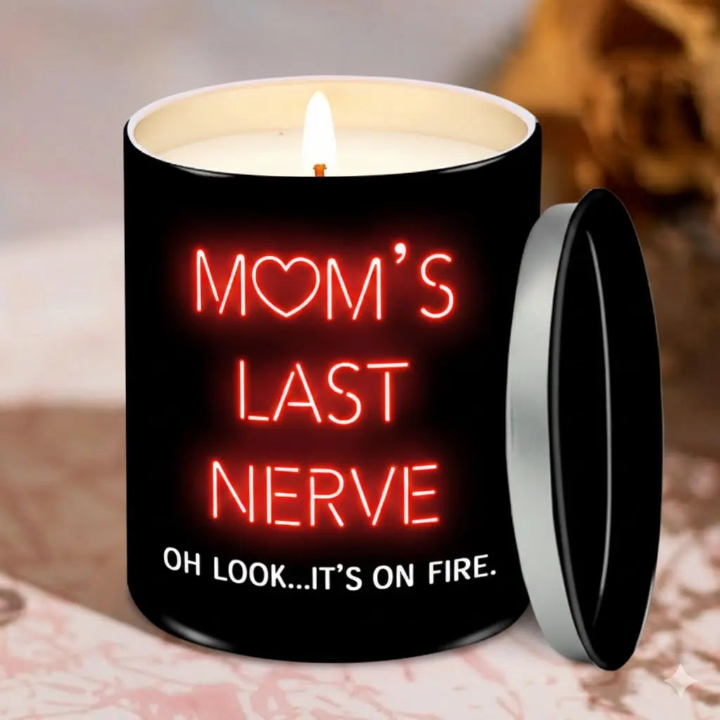 "Mom’S Last Nerve" Candle, Funny Birthday Gift for Mom, Stepmom, Bonus Mom, New Mom, Father'S Day Gift, Gift for Dad, Step Dad| 10Oz Vanilla Lavender Scented Tin Candle, Unique Home Decoration & Relaxing Fragrance