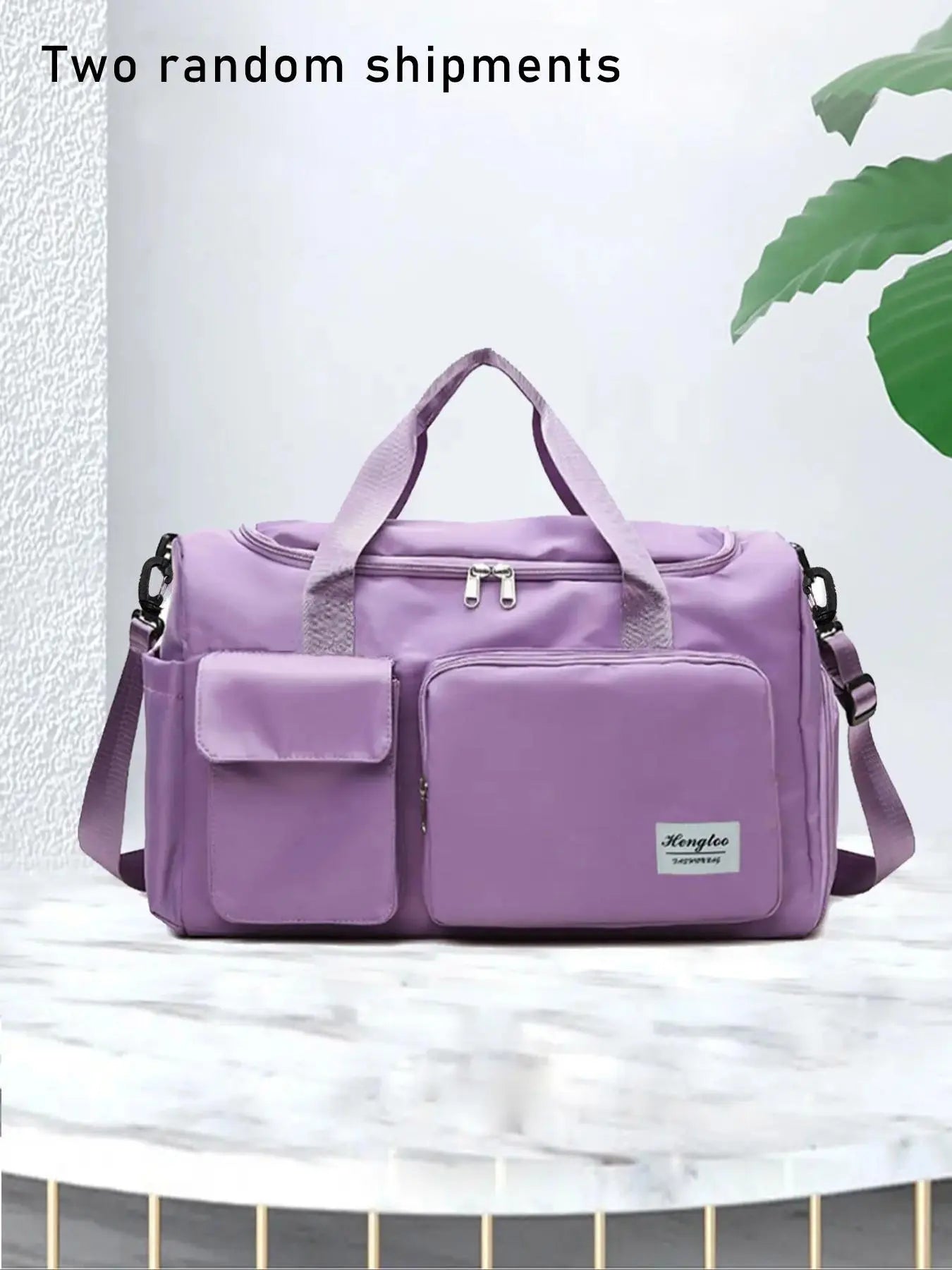 Women'S Fashion Large Capacity Travel Bag, Solid Color Letter Patch Zipper Pocket Travel Bag, Casual Lightweight Travel Bag for Gym & Short Business Trips, Durable Travel Duffels, Gym Bag, Travel Duffle Bag
