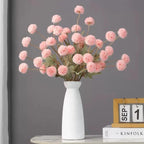 Decorative Silk Mum Bouquet-Shaped Artificial Flowers, 6/12 PCS Mix Color Indoor Faux Ping-Pong Ball Snowball Pom-Pom Bouquets (No Vase) for Home, Wedding Decor