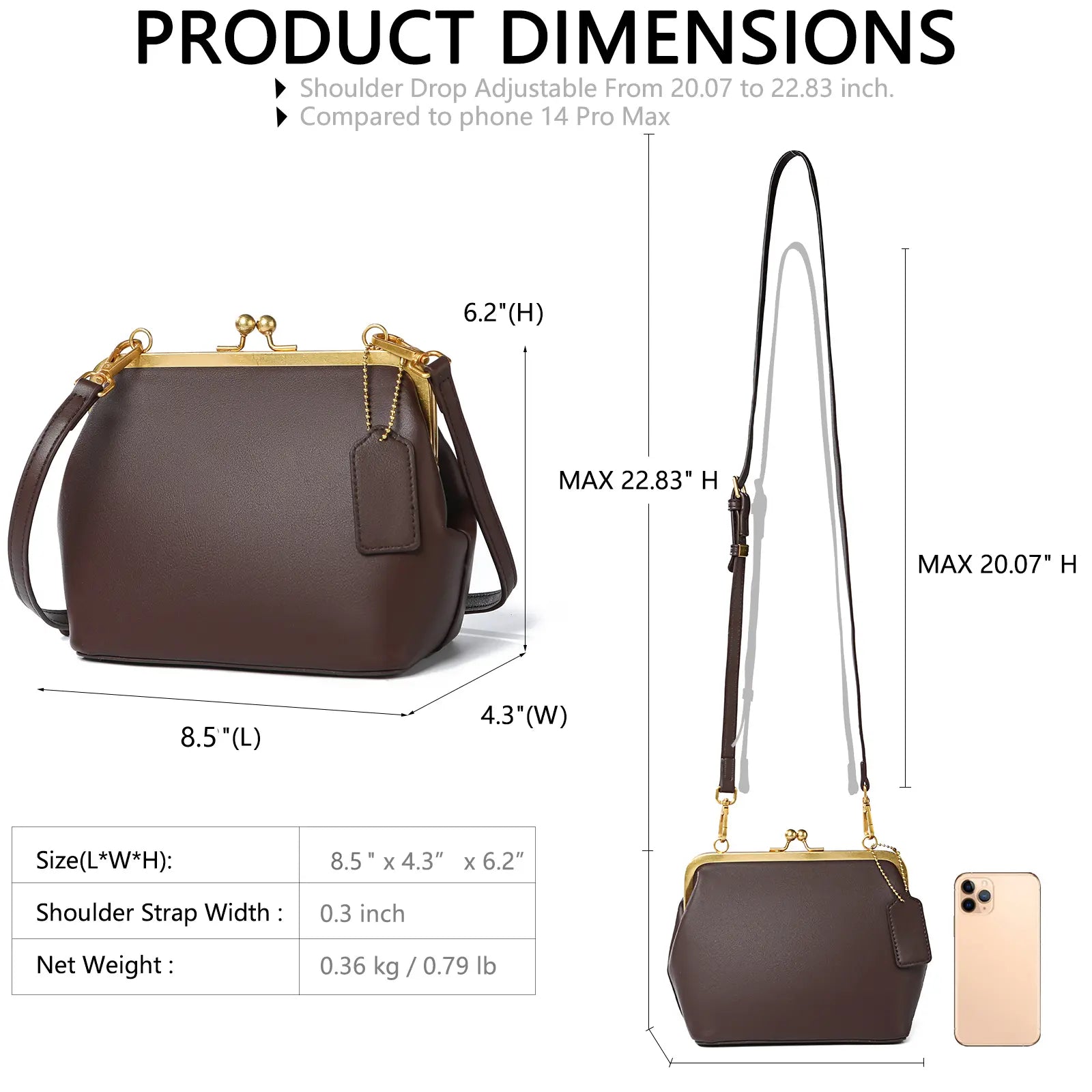 MINKARS Small Kisslock Bag - Crossbody Purses for Women