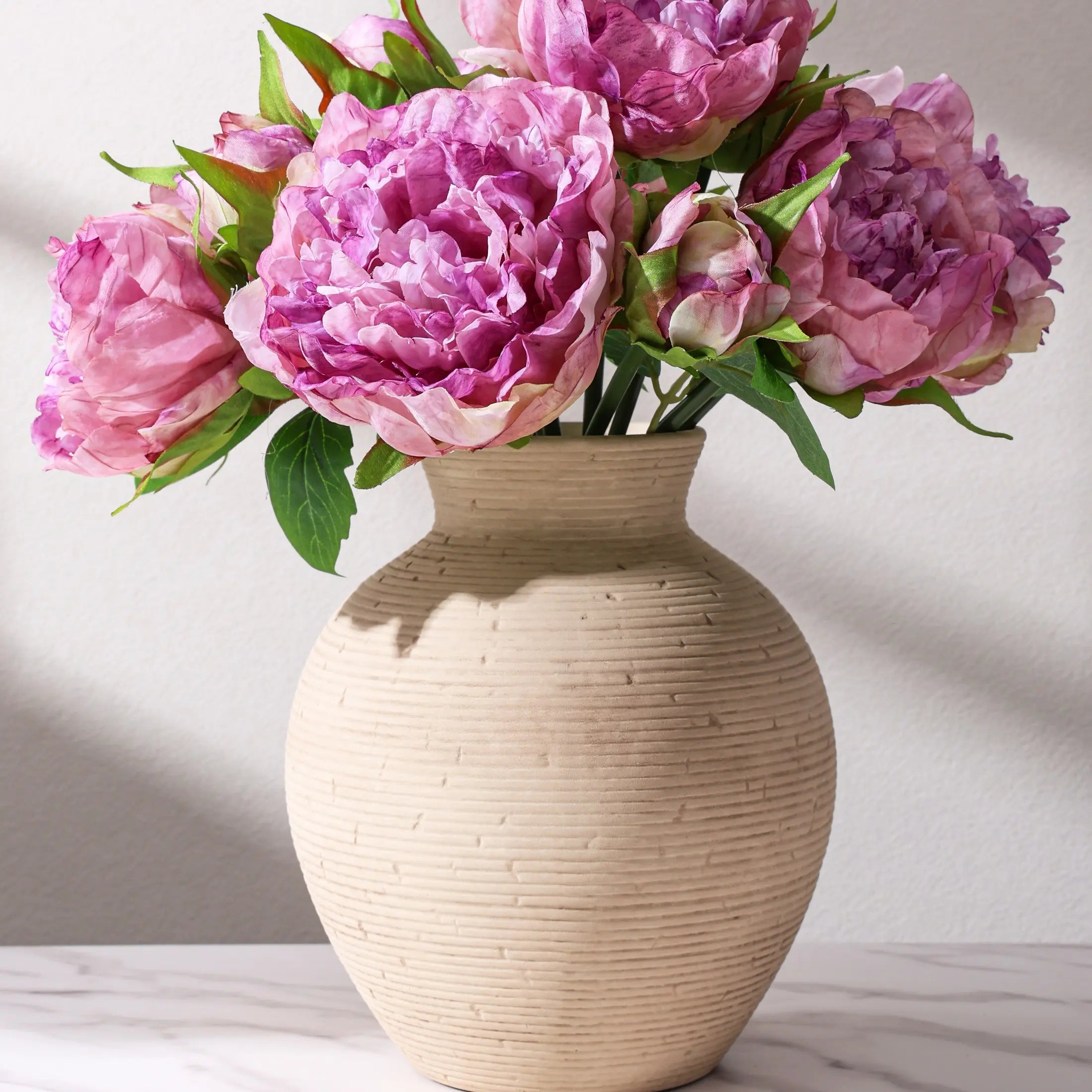 Ivydale Ceramic Flower Vase Home Decor, 7.4 in Farmhouse Table Vases Rustic Vintage Living Room Kitchen Bedroom Decoration Pottery Decorative Vases for Flowers House Shelf Office Desk Dining Entryway, Retro