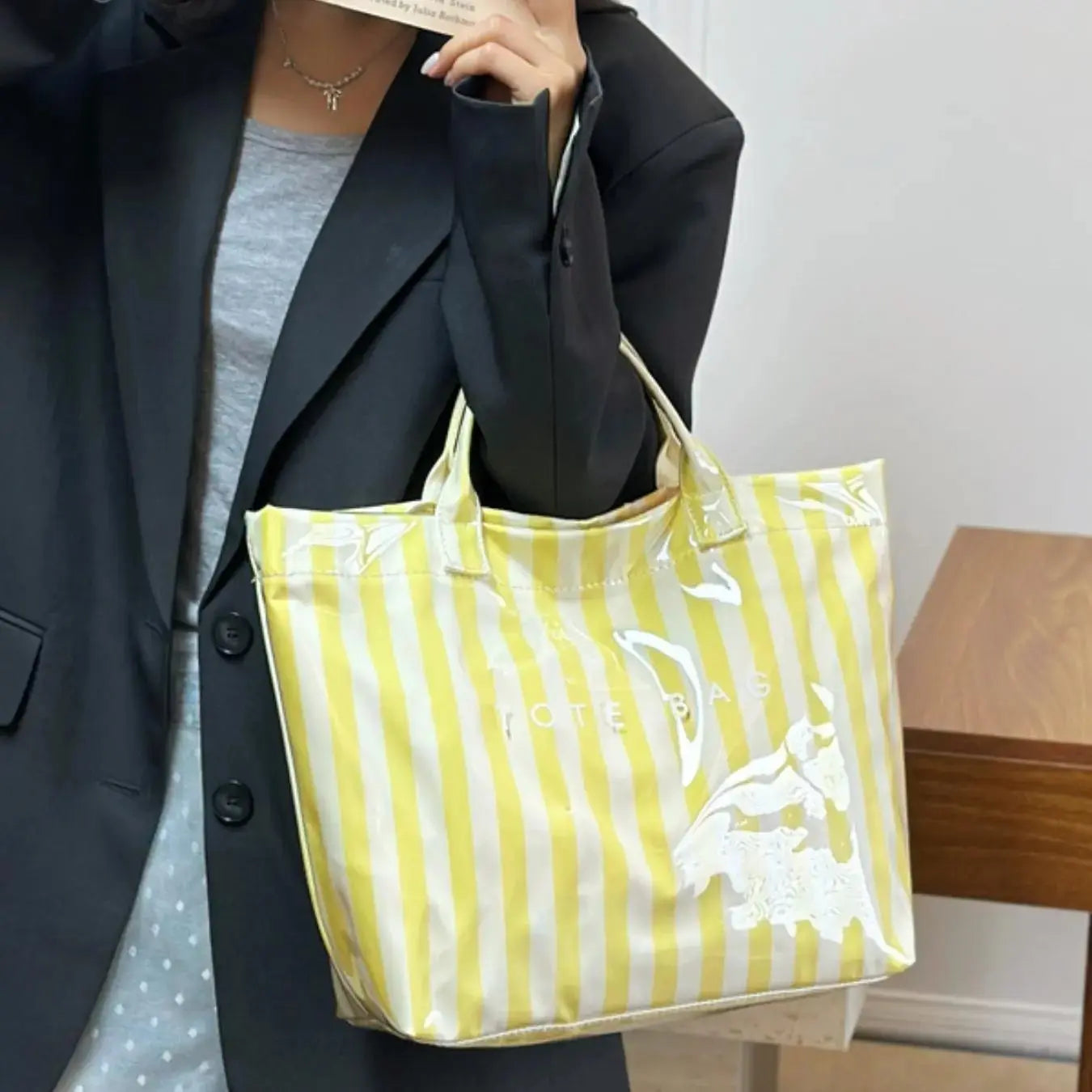 New Large Capacity Striped Handbag, Simple and Fashionable Color Block Handbag, Daily Commuting Shopping Bag, Retro and Fashionable Style Women'S Tote Bag, Fashionable Letter Design Large Homeless Bag