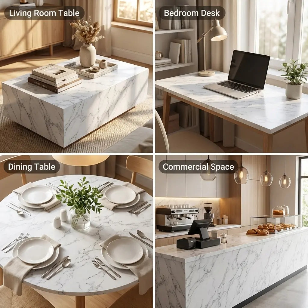 23.62In*393.7In/23.6In*196.8In Marble Peel-And-Stick Countertop Contact Paper, Self-Adhesive Waterproof Oil-Proof PET Stickers for Kitchen Cabinets, Heat-Resistant Thick Peel-And-Stick Furniture Stickers for Door Renovation, Stick-On Furniture Stickers
