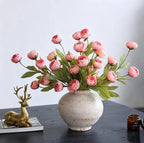 6-Piece Set of Imitation Silk Peony Flower Vase Decoration -4 Simulated Peony Branches with Stems DIY Bouquet Center Decoration, Wedding Filling Arrangement, Bathroom Decoration Table Ornaments