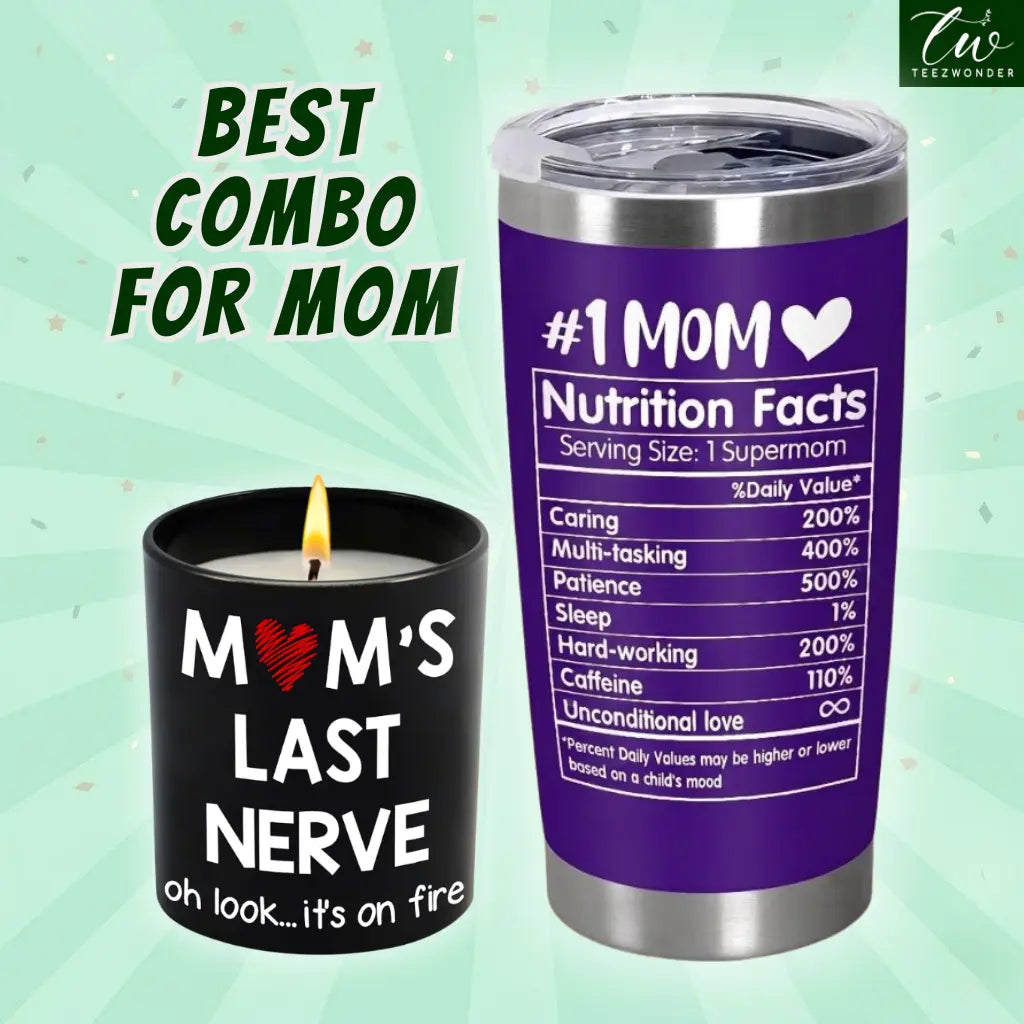 "Mom’S Last Nerve" Candle, Funny Birthday Gift for Mom, Stepmom, Bonus Mom, New Mom, Father'S Day Gift, Gift for Dad, Step Dad| 10Oz Vanilla Lavender Scented Tin Candle, Unique Home Decoration & Relaxing Fragrance