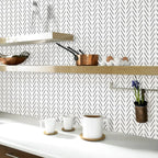 Erfoni Black and White Peel and Stick Wallpaper Modern Herringbone Contact Paper Bathroom 17.7Inch X 118.1Inch Geometric Removable Wallpaper Peel and Stick Self Adhesive Contact Paper for Accent Wall
