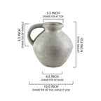 Serene Spaces Living Gray Ceramic Jug Vase 10.5 Diameter & 10.5 Tall Vintage Pitcher Design Stone like Texture Exotic Vase for Long Stemmed Flowers