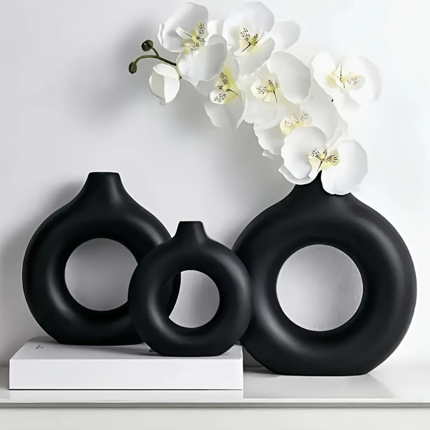 Modern round Vase, 1 Piece Decorative Flower Vase Centerpiece for Living Room and Dining Table, Home Decor Ornament, Flower Arrangement Vase