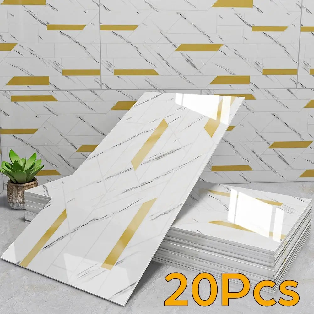 20Pcs Luxury Imitation Marble Peel-And-Stick Wall Panels, Self-Adhesive Home Decor Wall Stickers, Peel-And-Stick Wall Stickers