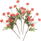 Decorative Silk Mum Bouquet-Shaped Artificial Flowers, 6/12 PCS Mix Color Indoor Faux Ping-Pong Ball Snowball Pom-Pom Bouquets (No Vase) for Home, Wedding Decor