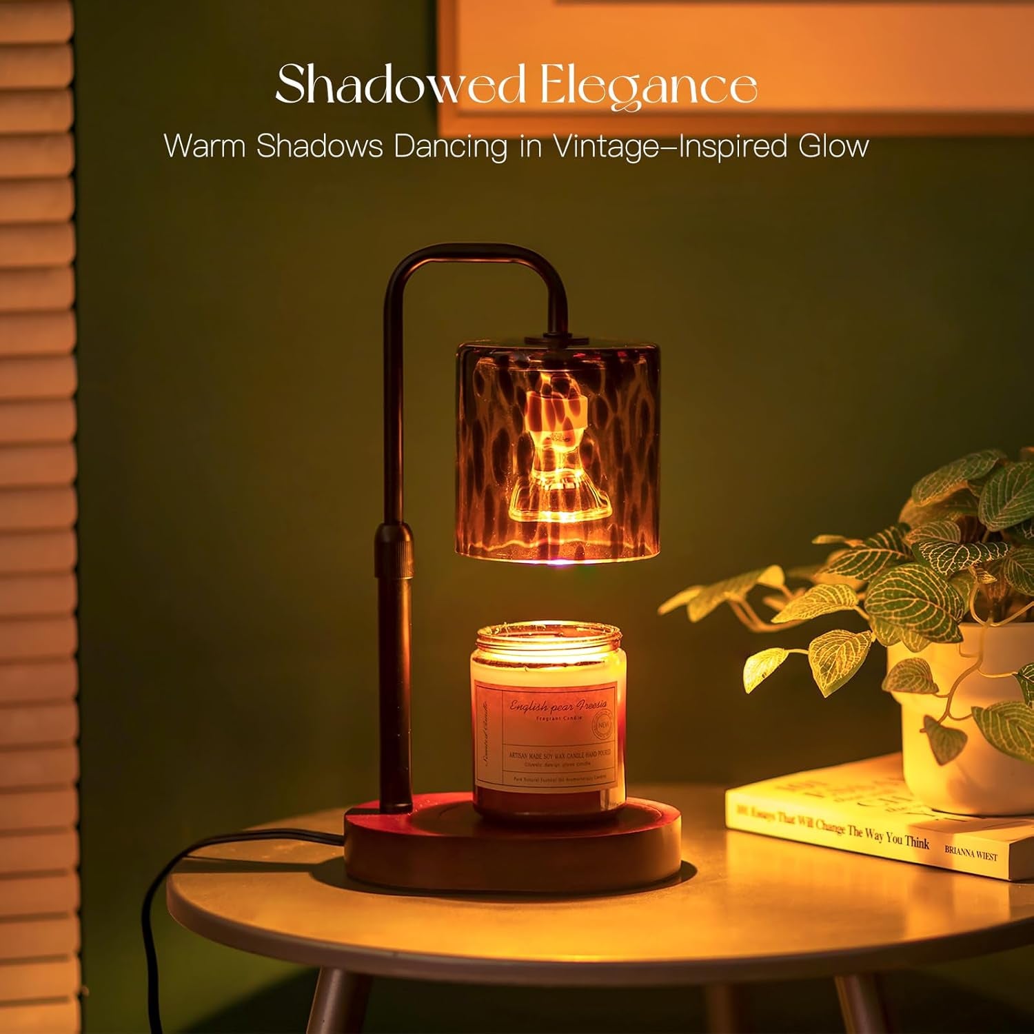 Tortoise Shell Home Decor: Black Candle Warmer Lamp with Timer Vintage Leopard Lamp with 2 Bulbs Height Adjustable Cheetah Heetah Candle Warmer Dimmable Mothers Day Women Gift