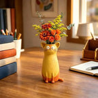 Exquisite and Quirky Little Cat Vase Home Desk Resin Decorative Piece Unique Design for Home Office Settings Lightweight Durable Material Whimsical Decor Swan Flower Arrangement White
