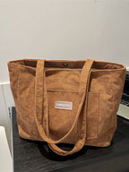Women'S Solid Color Large Capacity Soft Commuter Tote Bag, Fashionable Shoulder Bag for Daily Used, Casual Trendy Versatile High-Quality Daily Commuting Bag, Lightweight Tote Bag