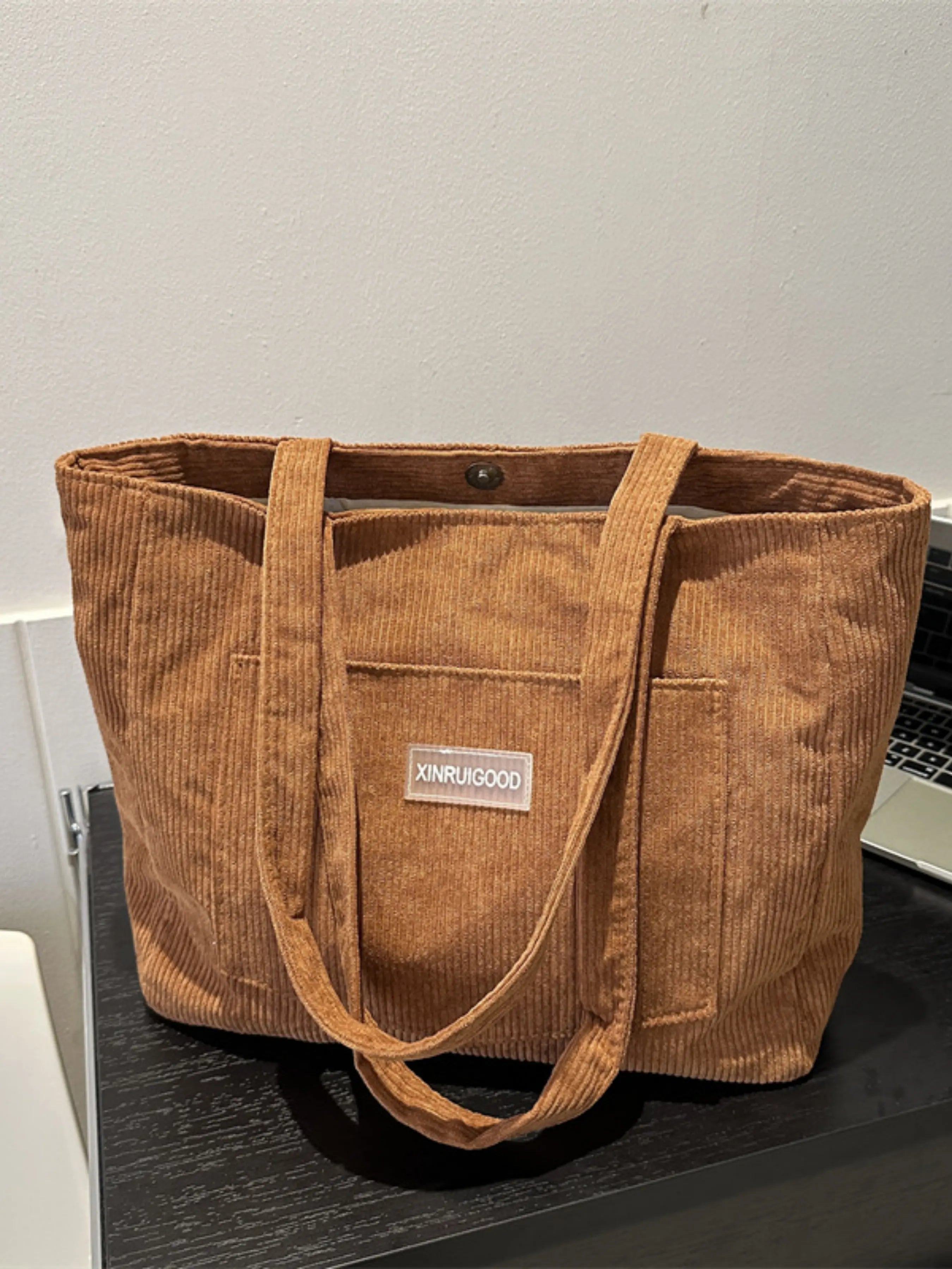 Women'S Solid Color Large Capacity Soft Commuter Tote Bag, Fashionable Shoulder Bag for Daily Used, Casual Trendy Versatile High-Quality Daily Commuting Bag, Lightweight Tote Bag