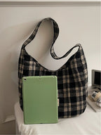 Retro Plaid Underarm Bag, Spring/Summer Textile Shoulder Bag, Crossbody Tote Bag, Casual Fashion Bag, Multi-Color Versatile Casual Large Capacity Bag, Suitable for Dates, Commuting, Shopping, and Compatible with Everyday Accessories