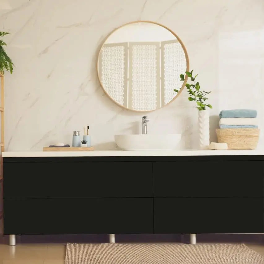120" Matte Black Contact Paper Peel and Stick Wallpaper Removable Contact Paper for Cabinest Self-Adhesive Drawer Stick and Peel Countertop (16"X120", Black)