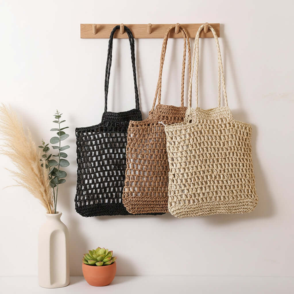 Hollow Out Straw Beach Bag Vacation Beach Bag Shoulder Bag