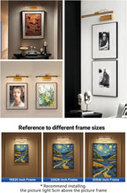Battery Operated Picture Light for Wall 16 Inch Wireless Art Lighting Brass Painting Light Gold Dimmable Gallery Lights Rechargeable Picture Frame Light with IR Remote Control