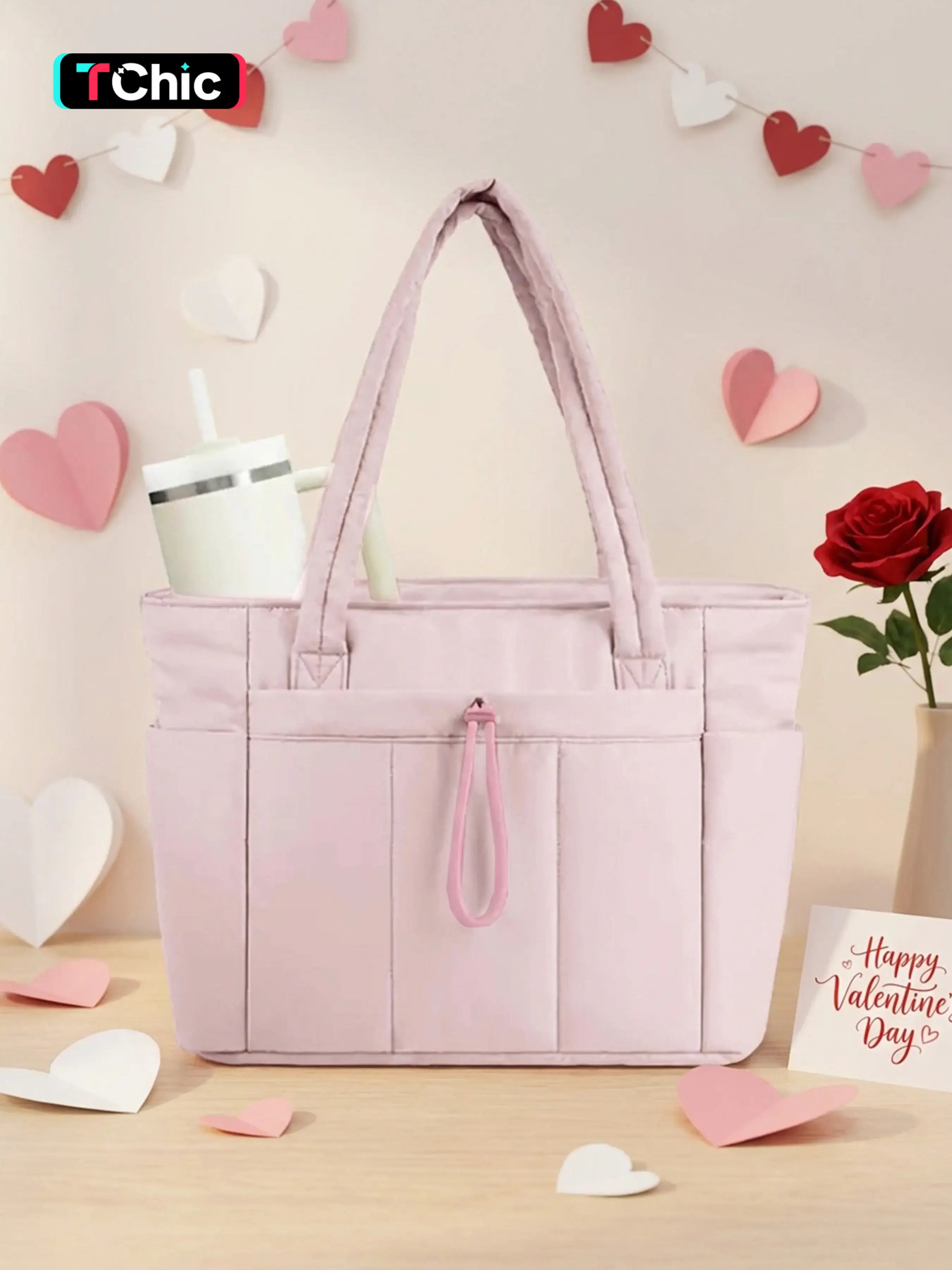 〖Valentines Day〗Insulated Tote Bag with Cup Holder & Laptop Compartment, Everyday Tote, Travel Work Care Bag for Women, All Seasons Casual Style Tote Purses