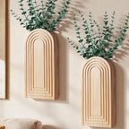 Ivydale Wooden Wall Vase Set of 2, Wall Hanging Planter Modern Farmhouse Wall Decor for Boho Wall Decor for Indoor Entryway Hallway Bathroom Living Room Dining Room