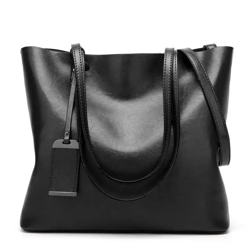Waxing Leather Bucket Bag Simple Double Strap Handbag Shoulder Bags for Women 2024 All-Purpose Shopping Tote Sac Bolsa Feminina