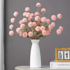 Decorative Silk Mum Bouquet-Shaped Artificial Flowers, 6/12 PCS Mix Color Indoor Faux Ping-Pong Ball Snowball Pom-Pom Bouquets (No Vase) for Home, Wedding Decor