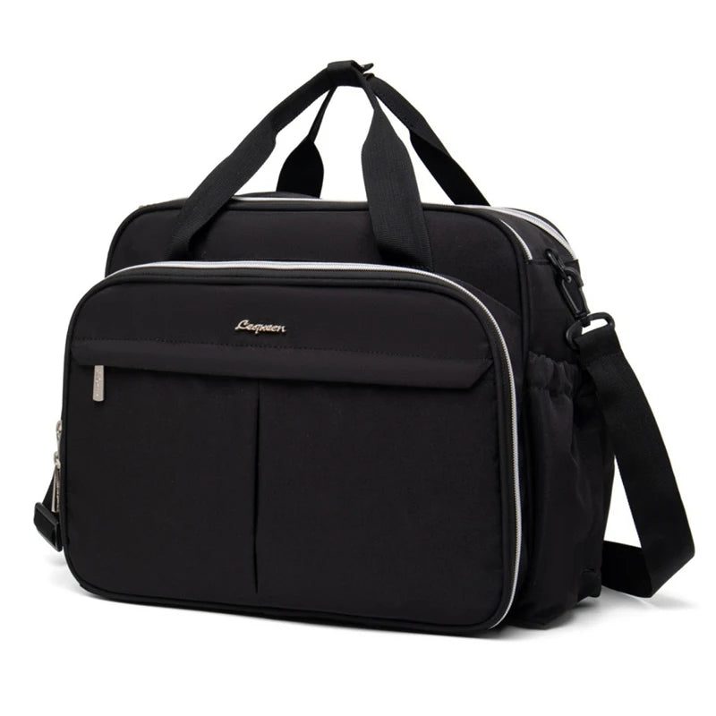New Maternity Mommy Travel Bag Black Shoulder Bag Handbag Tote Dry and Wet Separation Baby Diaper Stroller Bag