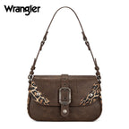 Wrangler Shoulder Bag for Women Leopard Hobo Purse Underarm Handbag with Buckle, Studs & Crossbody Strap