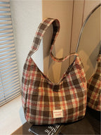 Retro Plaid Underarm Bag, Spring/Summer Textile Shoulder Bag, Crossbody Tote Bag, Casual Fashion Bag, Multi-Color Versatile Casual Large Capacity Bag, Suitable for Dates, Commuting, Shopping, and Compatible with Everyday Accessories