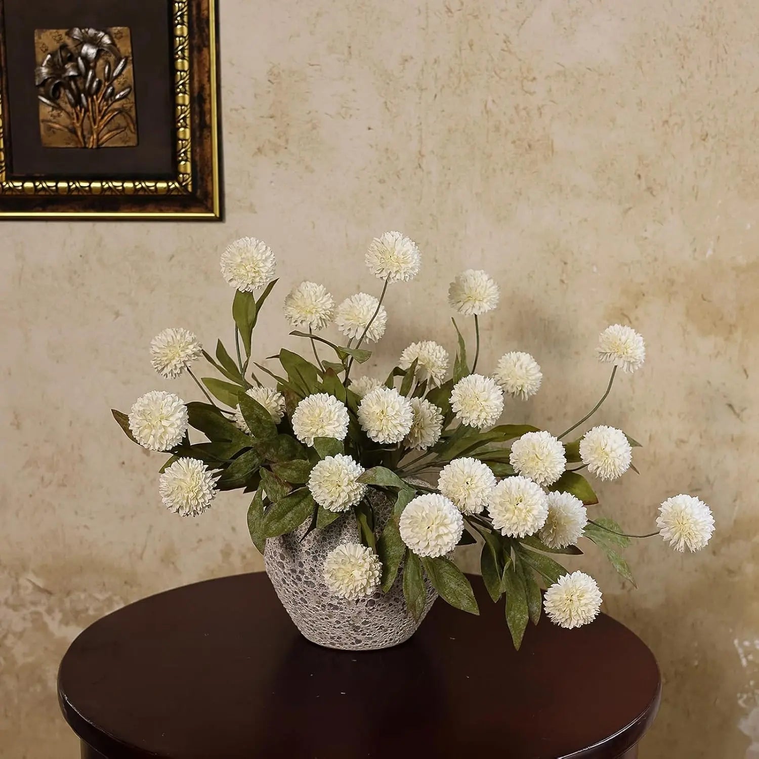 10-Pack Ultra Realistic Faux Silk Pompon Mum Artificial Flowers for Vase – Perfect DIY Bouquet, Table Centerpiece, Wedding, Home & Coffee Table Decor (Vase Not Included)