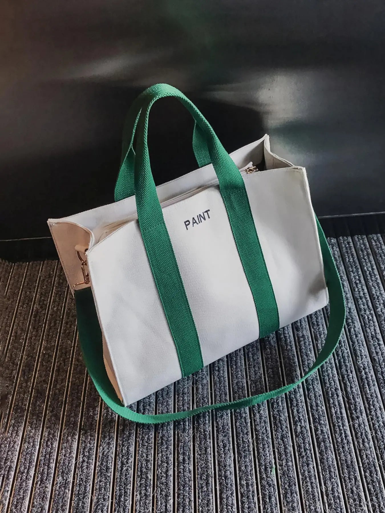 2024 Women'S Solid Color Canvas Tote Bag for School with Removable Bottom Compartment, Large Capacity Oversize Trendy Shoulder Bag for College