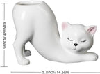 Unique Ceramic Cat Planter Pot，Cute Tailless Cat Little Planter Pot，Indoor and Outdoor Plant Displays，For Home Office Ceramic Containers Flower Pot,White(Plant Not Included)